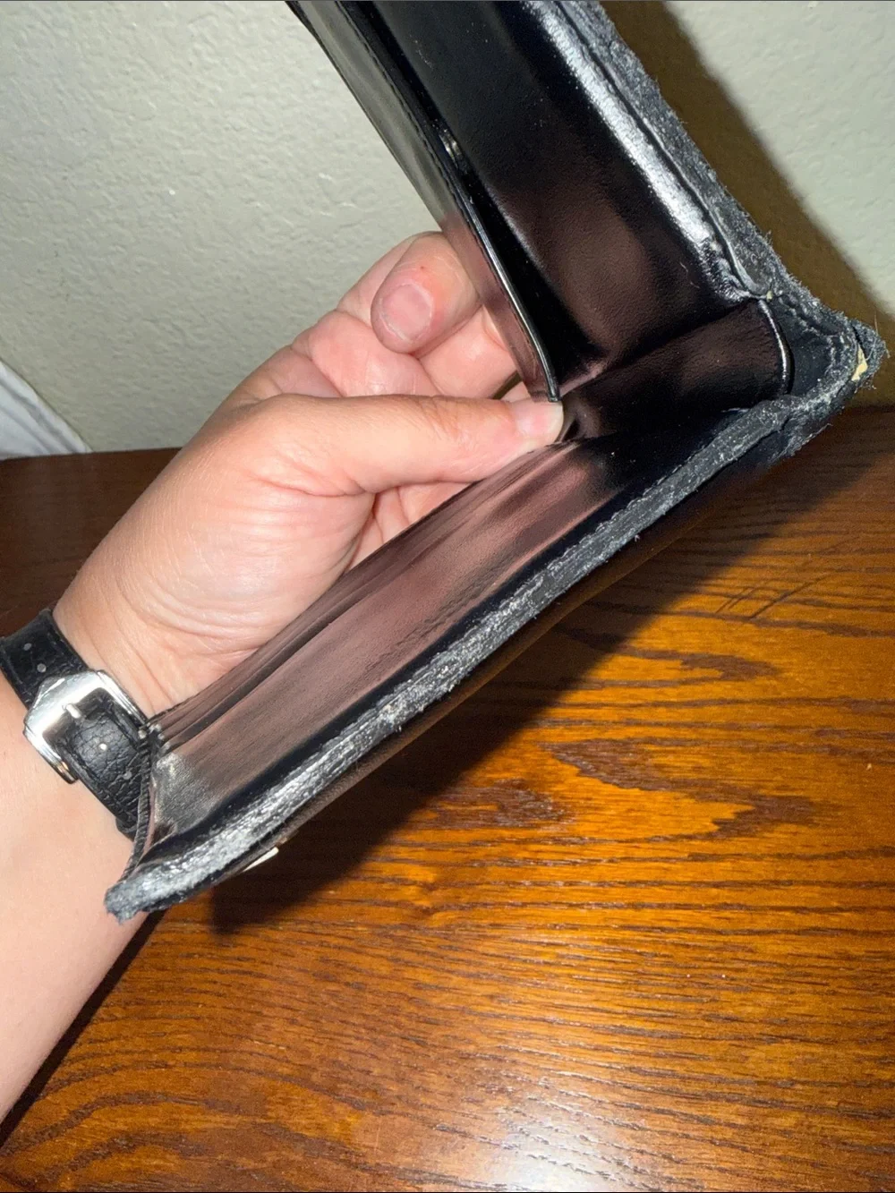 Yves Saint Laurent Black Leather Bifold wallet with Silver YSL Logo-